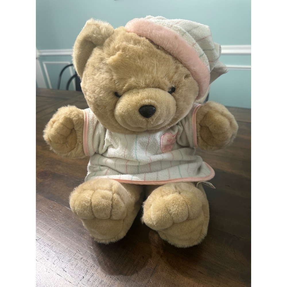 Chosun Heart to Heart Bear Plush Toy 1986 Vintage Light Brown with Working Heart